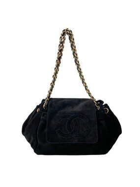Chanel Shoulder Bag Black CC Logo Matt Togo Chain Flap